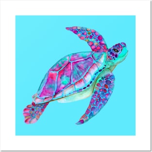 Swimming Sea Turtle Posters and Art